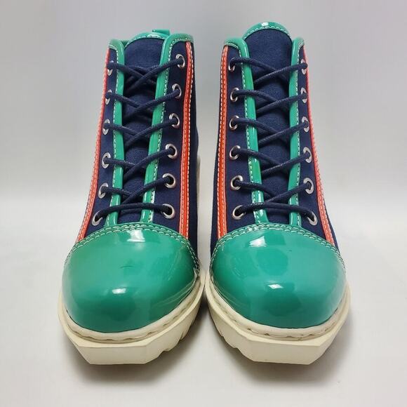 Opening Ceremony Grunge Lace Up Sneakers Canvas Booties Color Block Size EU 37 - Picture 3 of 12